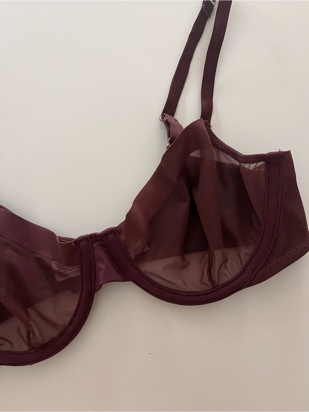 Like New - Auden Sheer Mesh Underwire Bra in Burgundy - Size 32B - NWOT